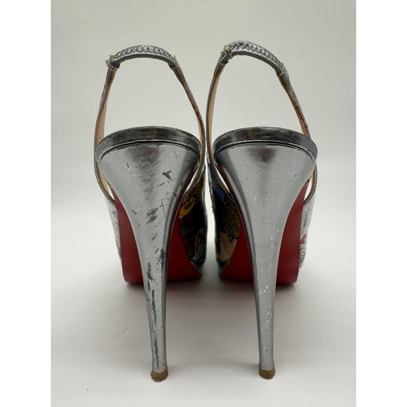 Christian Louboutin PVC Print Slingback Pumps Multicolor Women's Size 39 - Picture 6 of 14
